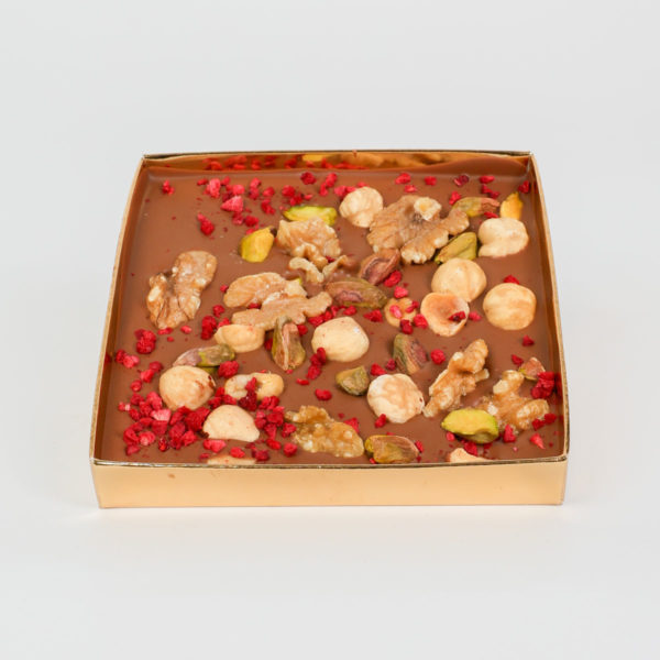 Tavoletta Sinfonia - Cioccolato al latte, frutta secca mista e lampone disidratato